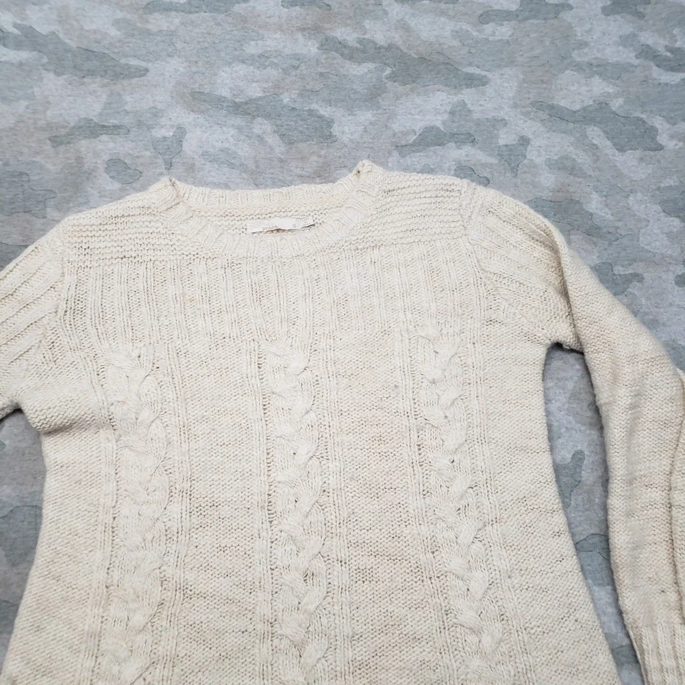 Prana Sweater Womens Small Beige Pullover Cable Knit‎